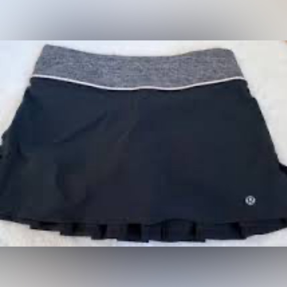 Lululemon Speed Skirt Black / Heathered Grey (Coal/Pink Mist) Pleated Sz 8 - Picture 2 of 9